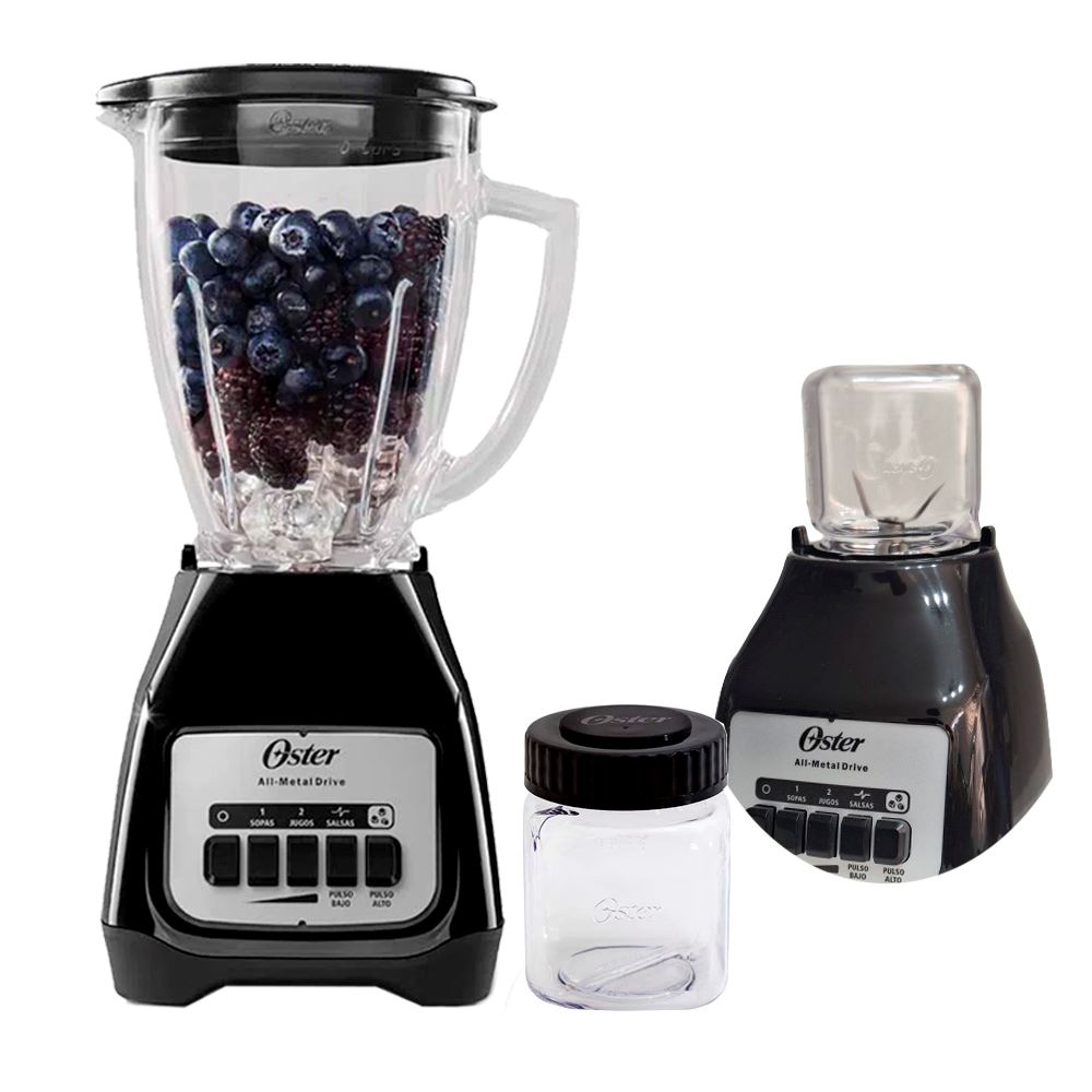 Licuadora Oster 550W BLSTKAG-BPB+Mini vaso Picatodo 300 ml de Tritan