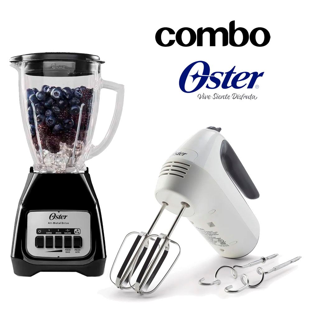 Combo Licuadora Oster BLSTKAGBPB + Batidora de Mano FPSTHM3532