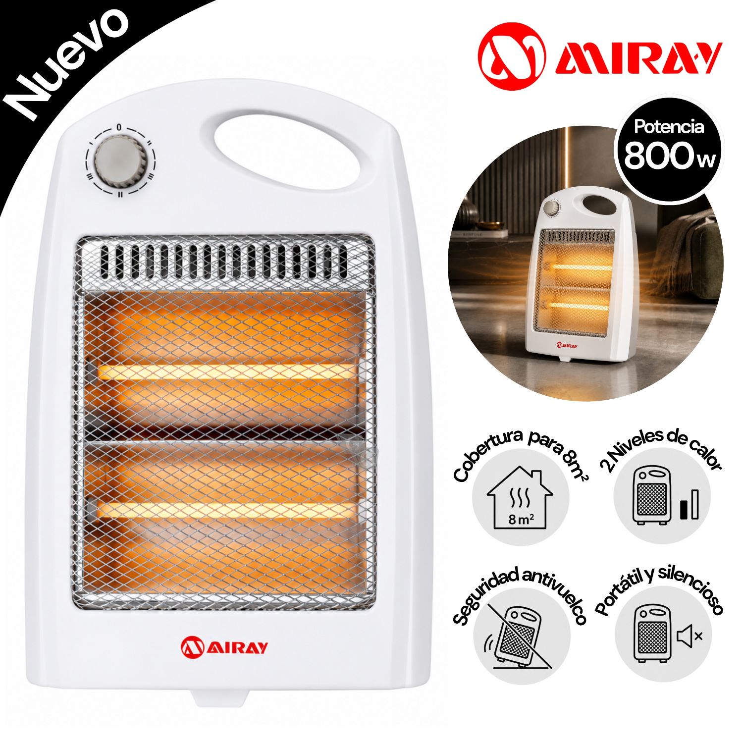 Estufa de Cuarzo Miray EQM-29 Blanco 8m2