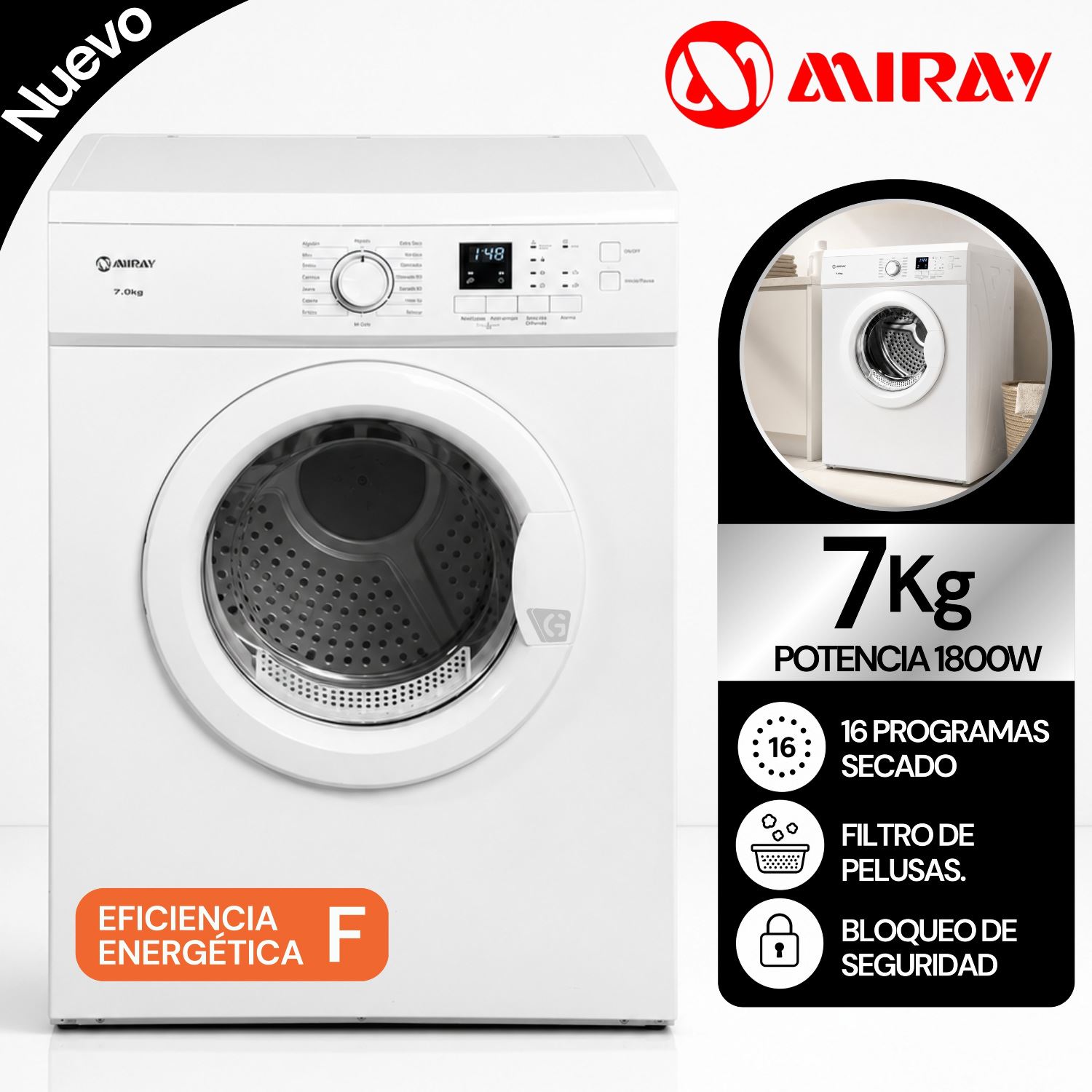 Secadora de Ropa Miray SME-724 7kg
