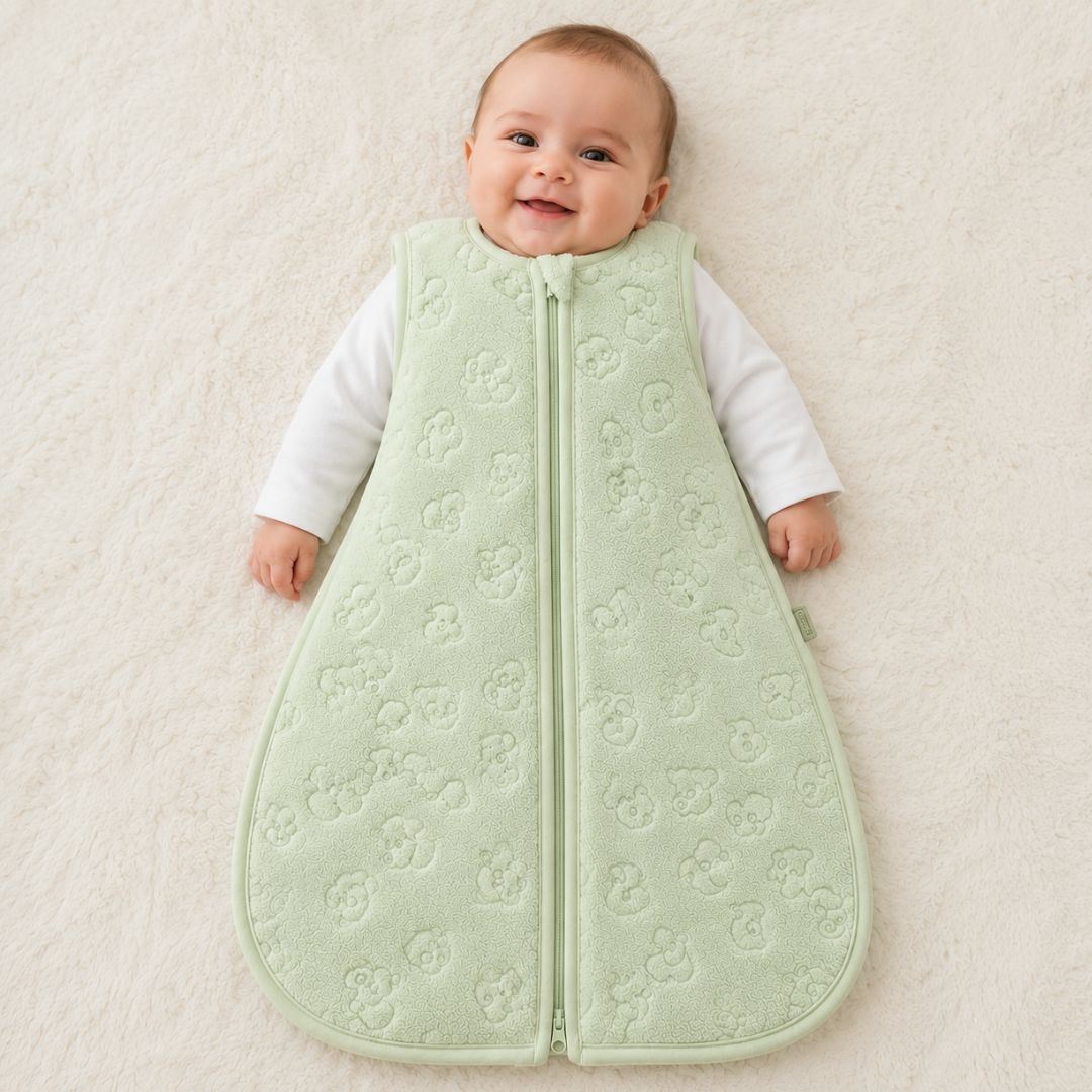 SACO O BOLSA DE DORMIR FORRADO DE CARNERITO PARA BEBE VERDE