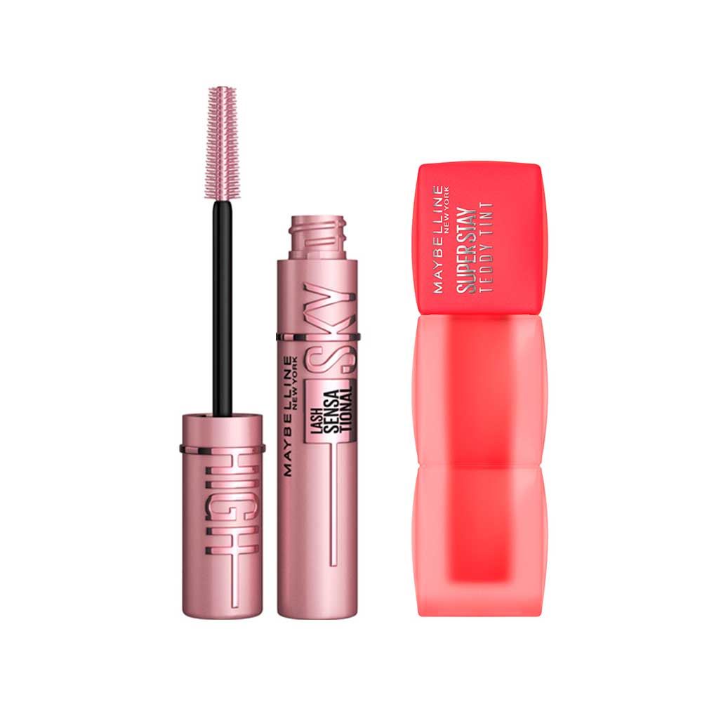Set Maybelline Mascara Sky High + Tinta de Labios Teddy Tint