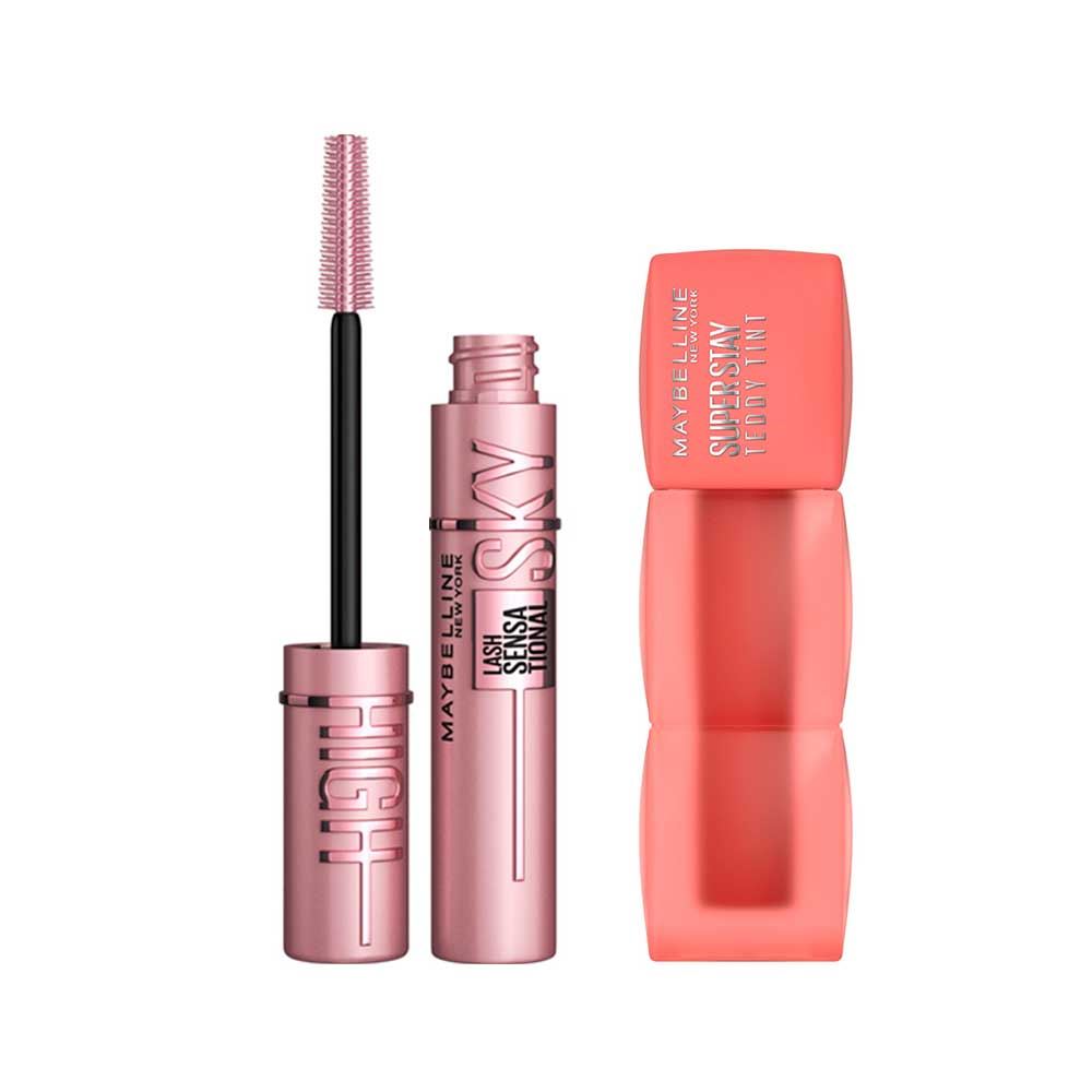 Set Maybelline Mascara Sky High + Tinta de Labios Teddy Tint