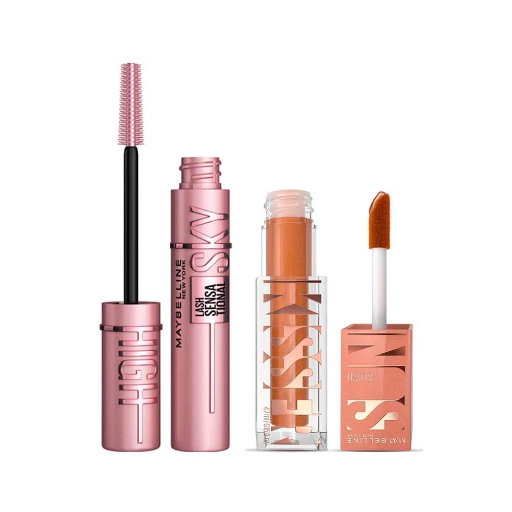 Set Maybelline Mascara de Pestañas Sky High + Rubor Liquido Sunkisser