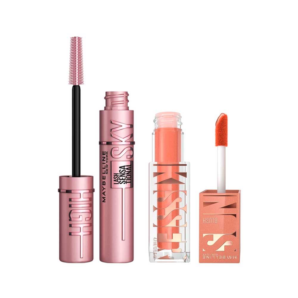 Set Maybelline Mascara de Pestañas Sky High + Rubor Liquido Sunkisser