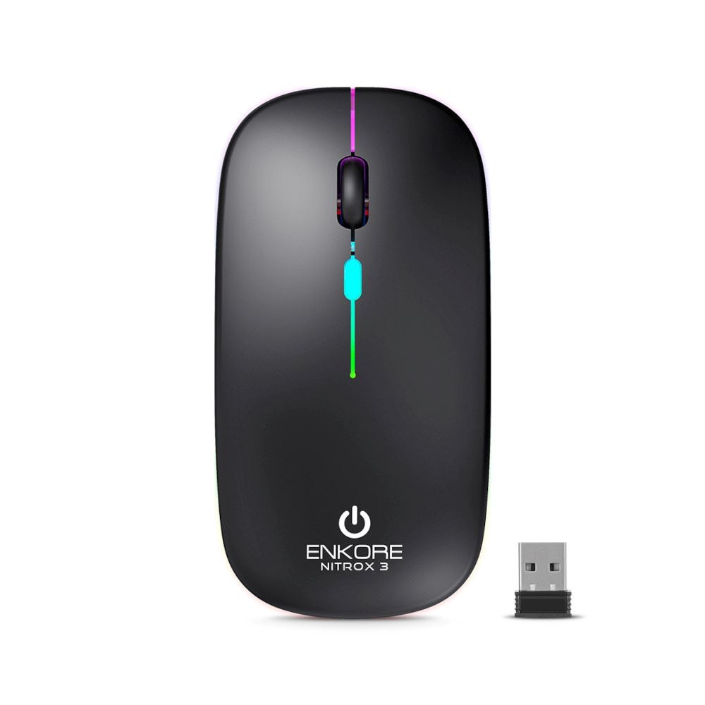 Mouse Inalámbrico WIFI- Bluetooth-Recargable Enkore Nitrox 3 ENK-M205-3B Negro