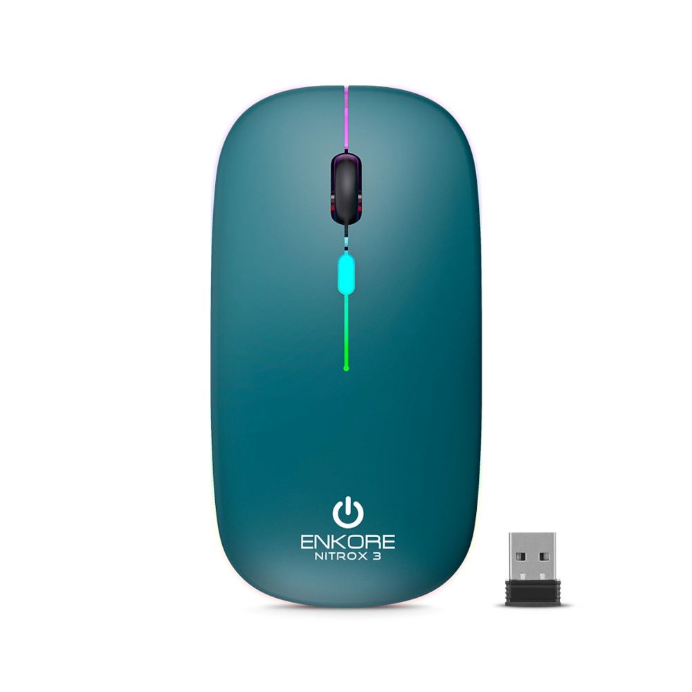 Mouse Inalámbrico WIFI- Bluetooth-Recargable Enkore Nitrox 3 ENK-M205-3B Verde