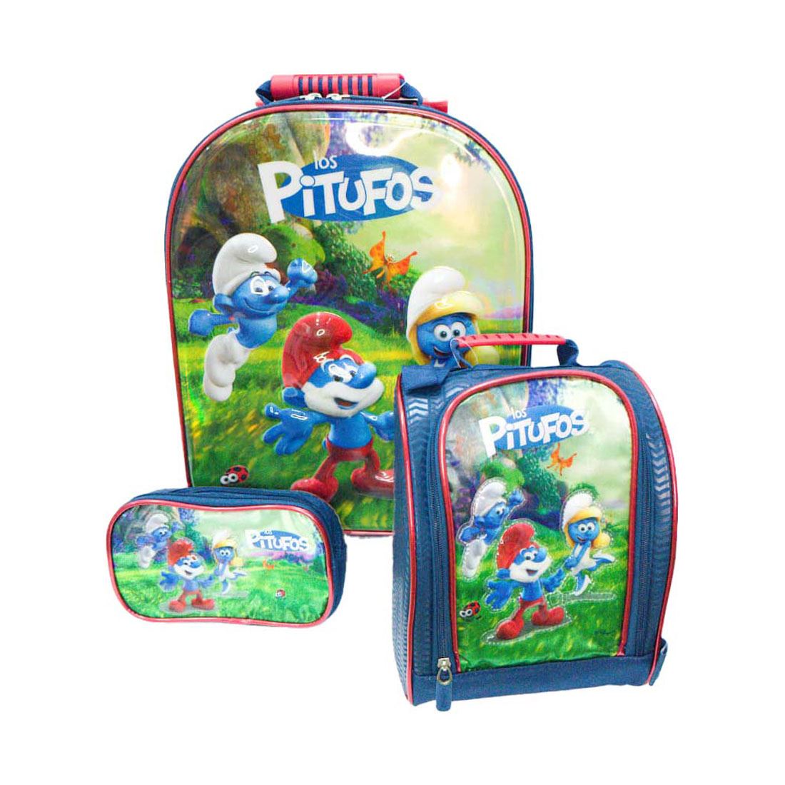MALETA ESCOLAR 3 EN 1 LOS PITUFOS