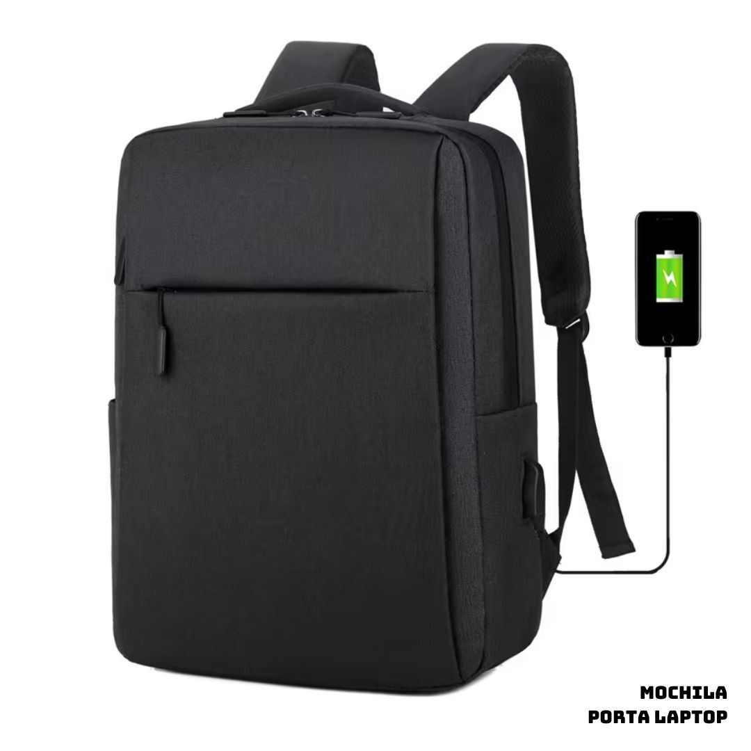 MOCHILA PORTA LAPTOP MINIMALISTA - NEGRO