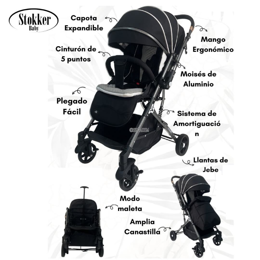 Coche Maleta Plegable Stokker Baby -MODRIC- Negro