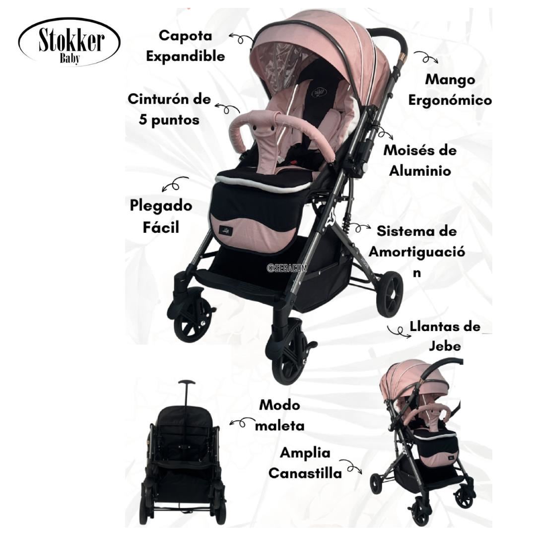 Coche Maleta Plegable Stokker Baby -MODRIC- Rosado