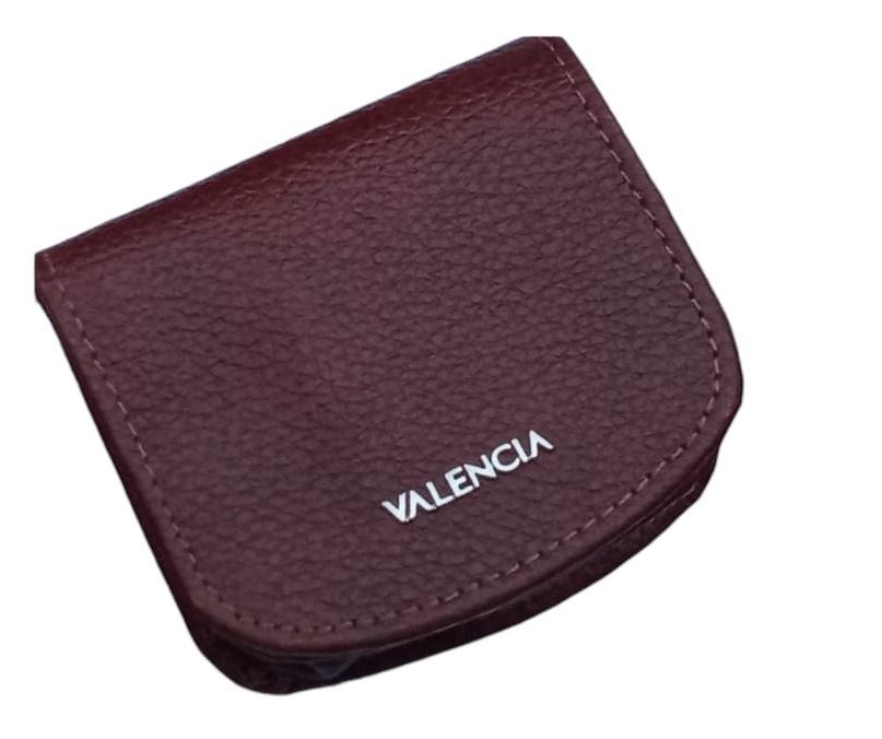 Monedero de cuero con sujetador a correa, compartimiento doble