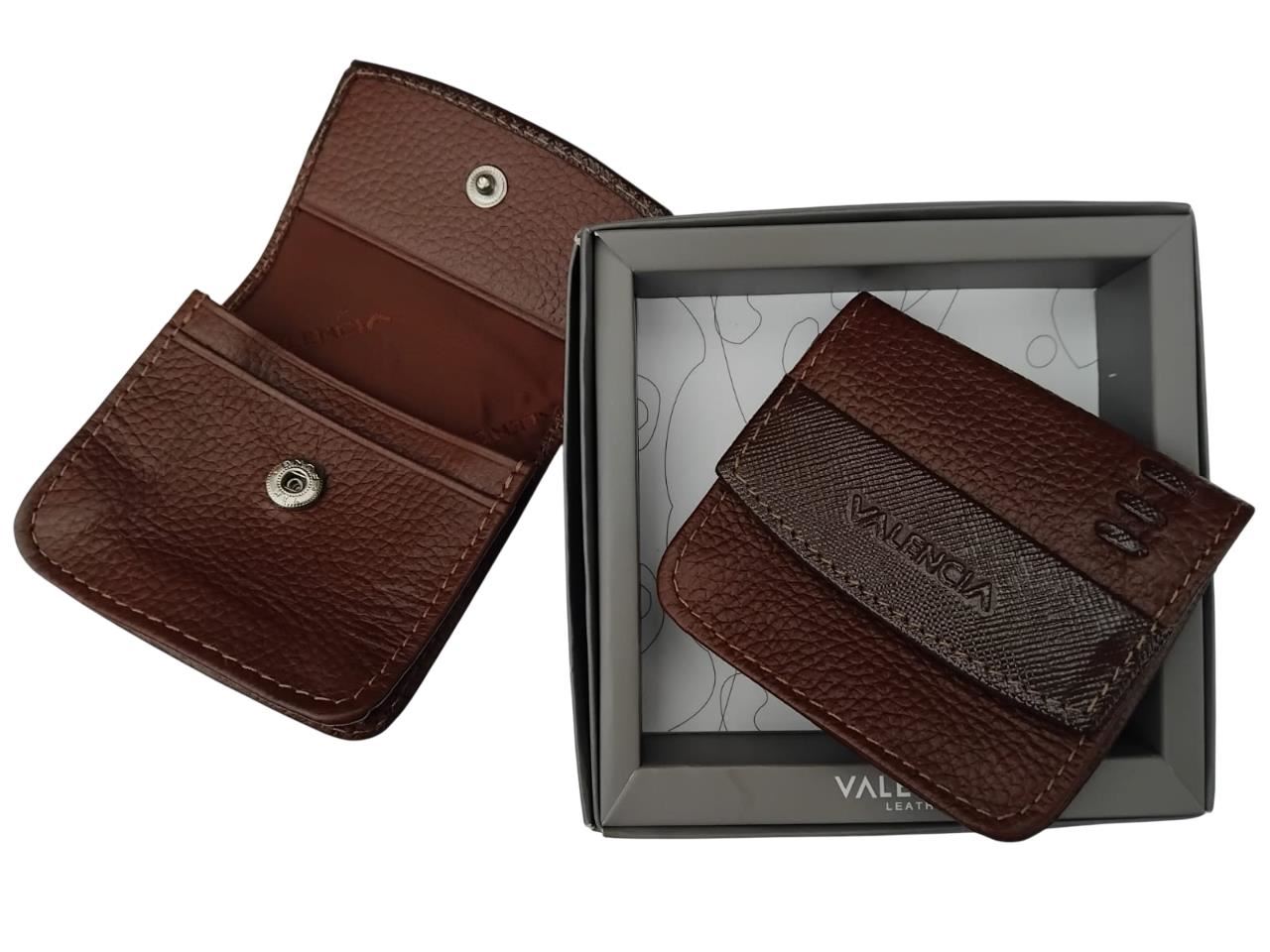 Monedero de cuero con sujetador a correa