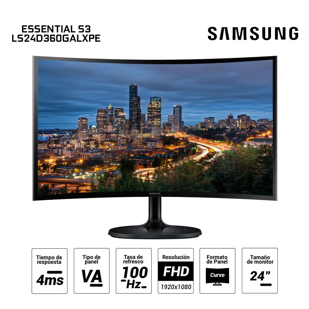 Monitor plano SAMSUNG Essential Monitor S3 22 FHD IPS100HzHDMIVGA