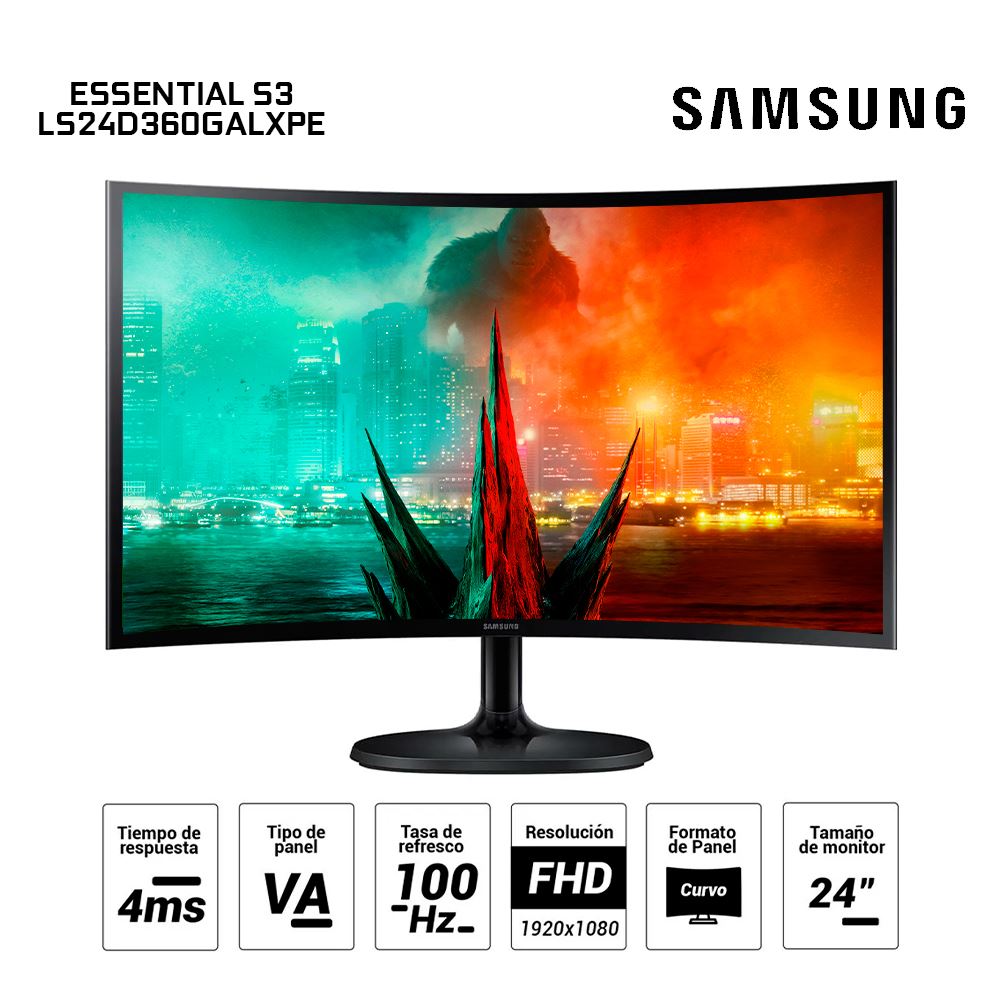 Monitor Samsung LS24D360GALXPE 24 Pulgadas Curvo FHD VA HDMI VGA