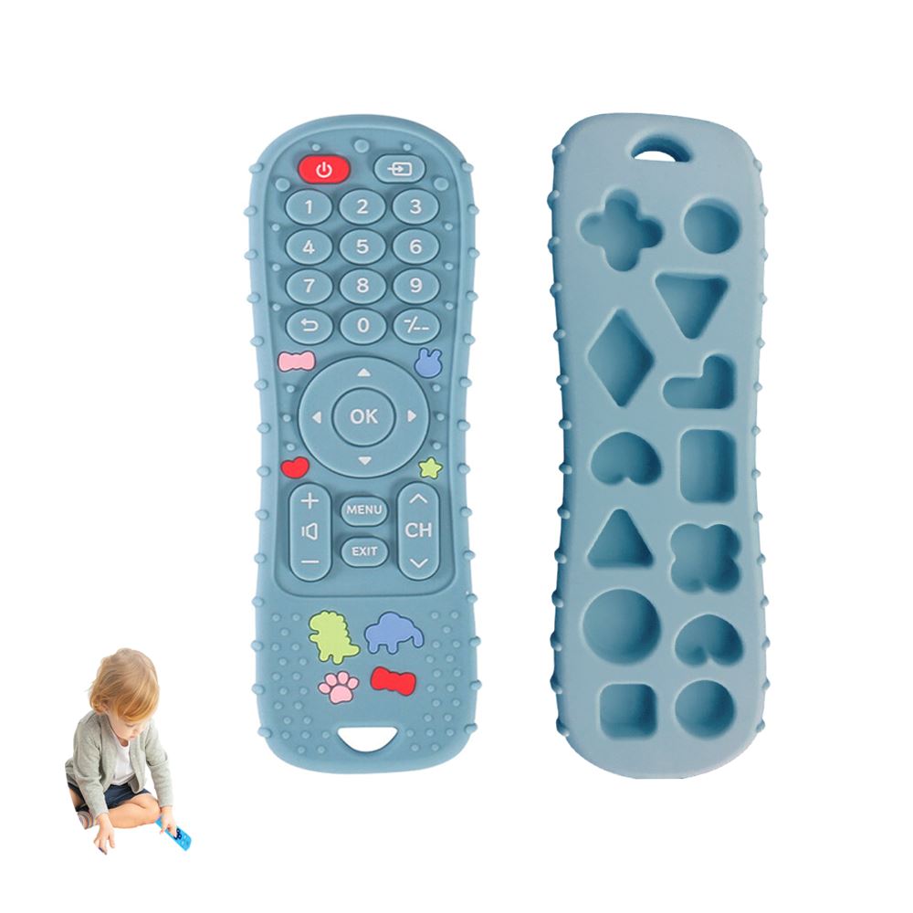 Mordedor Control Dino de Silicona Azul acero para bebe Baby Froggie