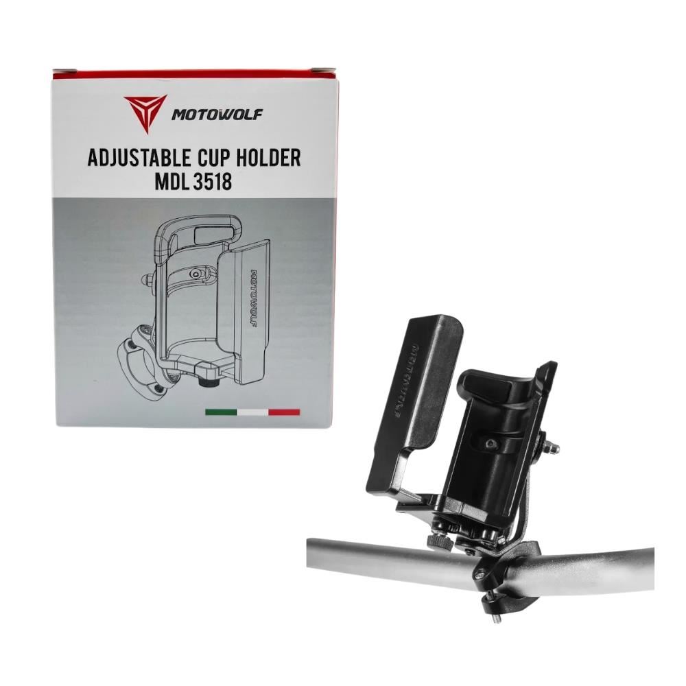 Soporte Porta Botella  de Policarbonato para Manillar de Moto y Bicicleta Motowolf MDL3518SBJGJ