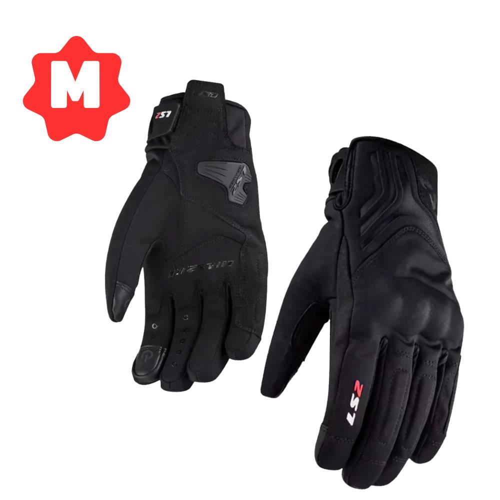 Guantes para Motociclista LS2 Jet II Negro para Hombre con Proteccion en Nudillos Ajuste de Velcro Talla M
