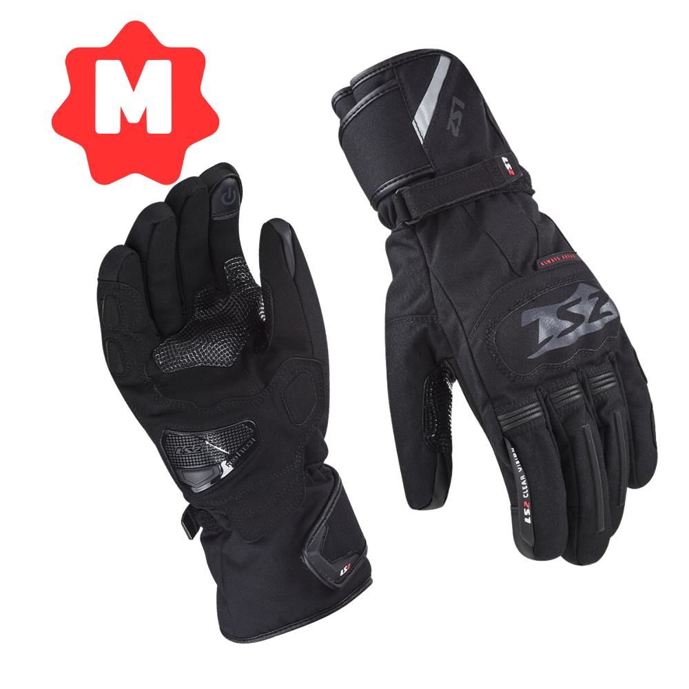 Guante para Motociclista LS2 Snow Negro para Hombre Ajuste de Velcro Certificación CE Talla M