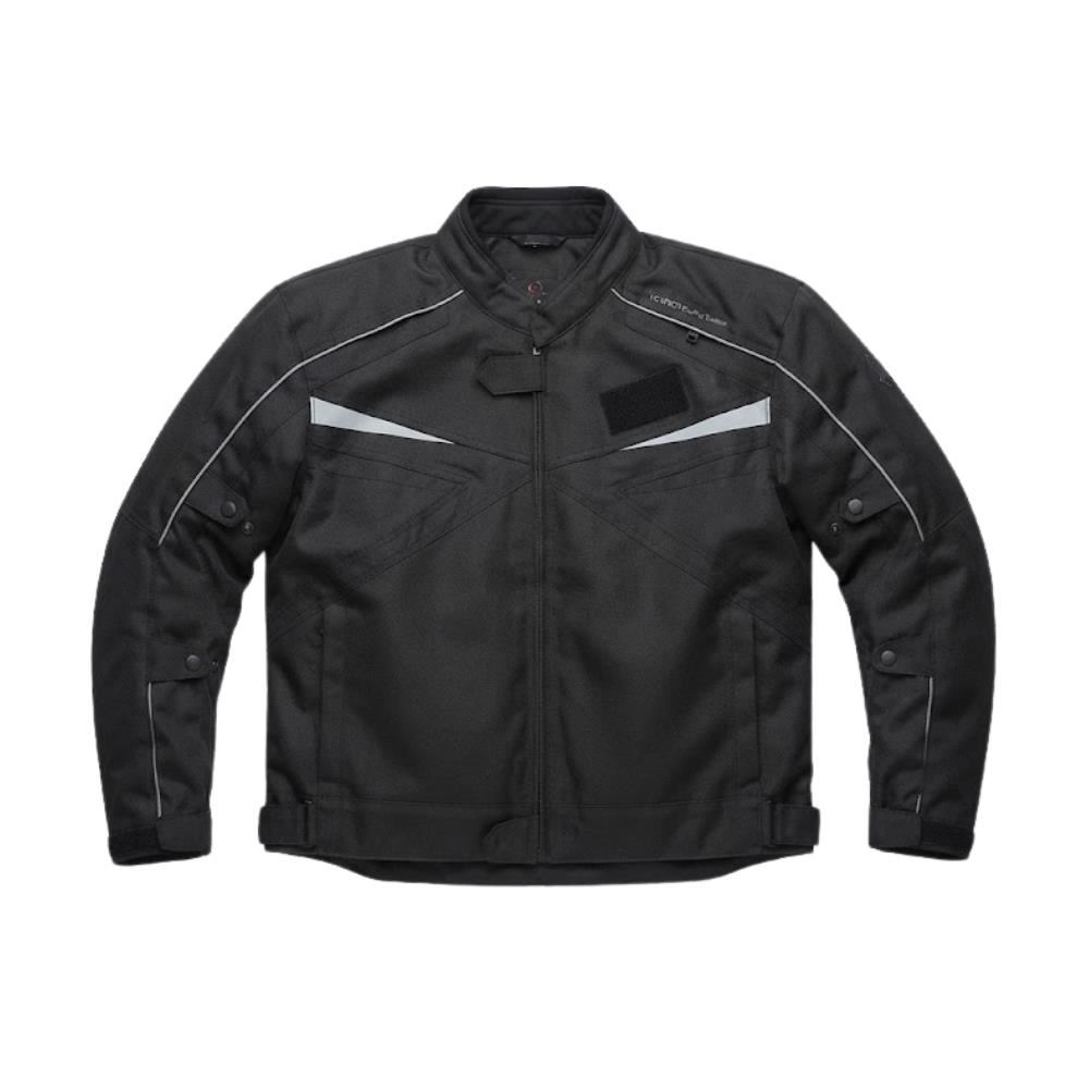 Casaca Impermeable para Motociclista Sin Forro Negro con Protecciones, Cintas Reflectivas y Ajustes de Velcro KRATOZ KC-CPIMP-SF-N-L Talla L