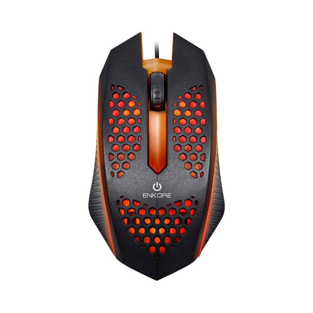 Mouse Gamer Alámbrico Enkore Levitron 107 Negro Ilumincación LED