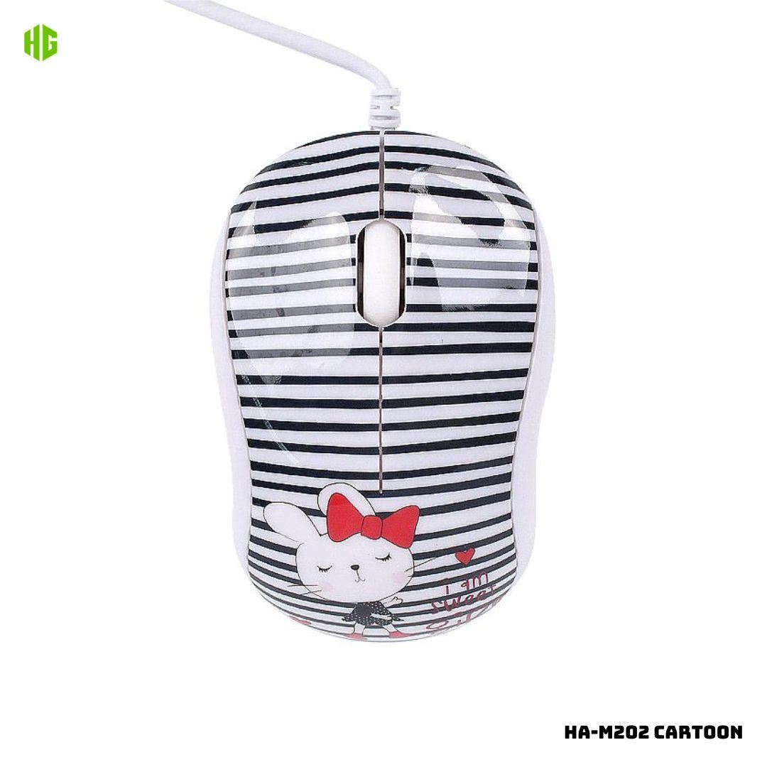 MOUSE ALAMBRICO PARA NIÑOS HALION HA-M202 1000 DPI - CARTOON CONEJITO