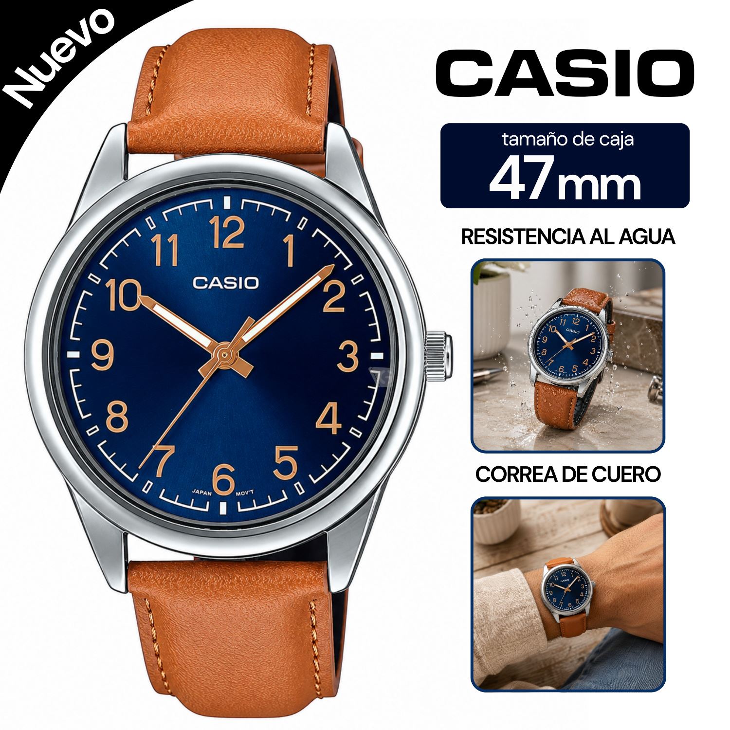 Reloj Casio MTP-V005L-2B4 Hombre Cuero Marrón