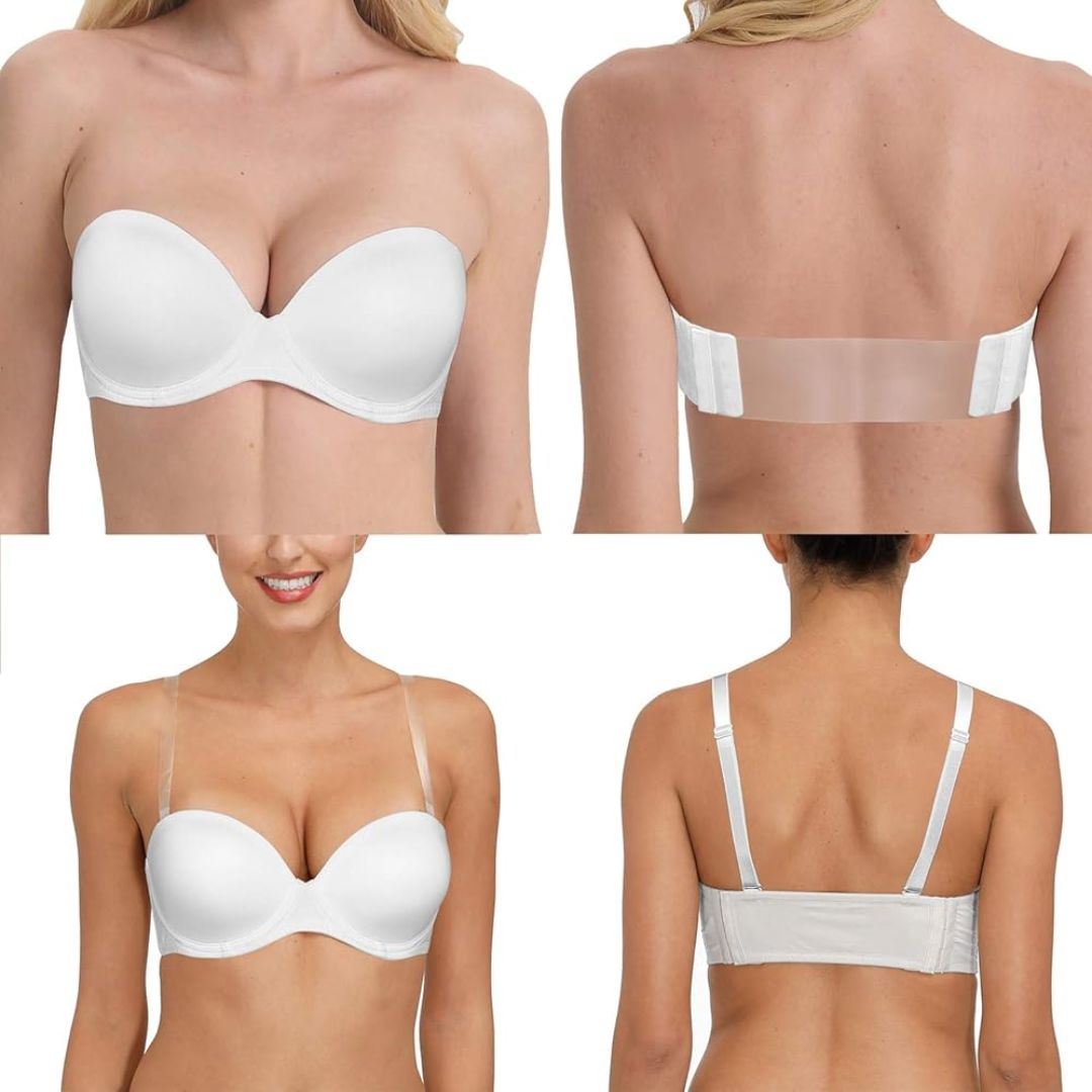 Brasier Push-up Multifuncional 3 Sujetadores Para Mujer, Tirantes Transparentes, Copas Convertibles sujetador Sin Espalda