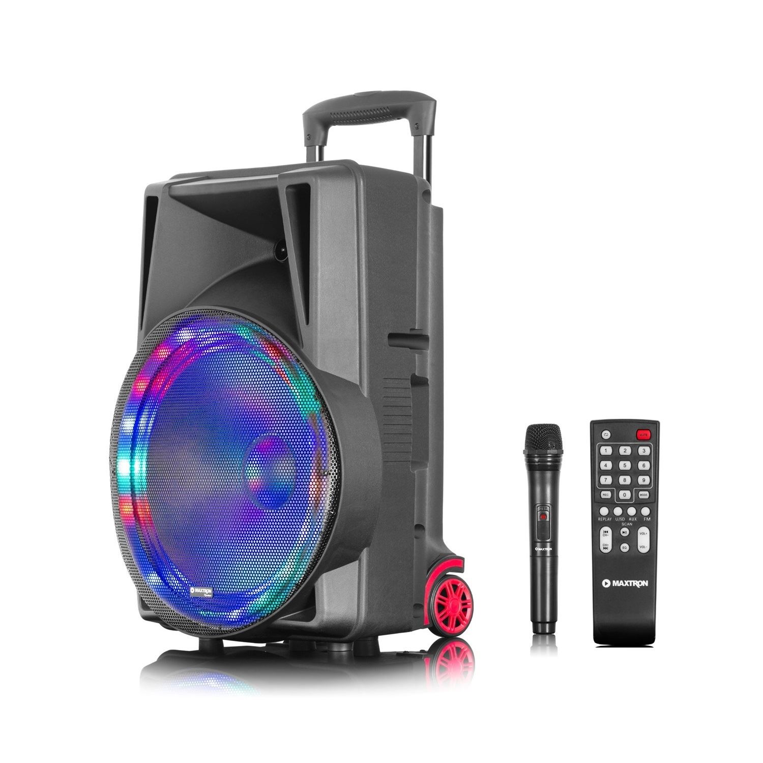 Parlante Maxtron AVALON 15" - MX 115-V  Karaoke, con ruedas - Negro