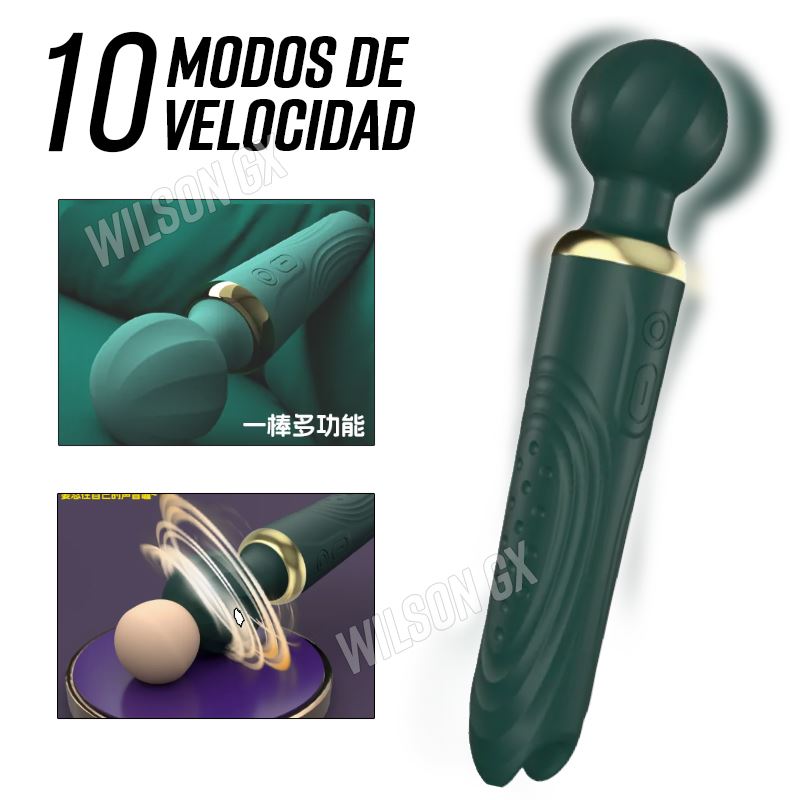 Vibrador Masajeador Doble Estimulación 10 Modos Velocidad Dildo Relajante