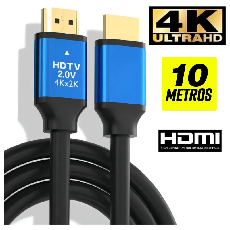 CABLE HDMI Ultra HD 10 METROS 10M 4K Premium Punta Dorada
