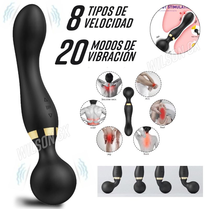 Masajeador 2 en 1 Vibrador Multiuso Intimo Consolador 8 velocidades