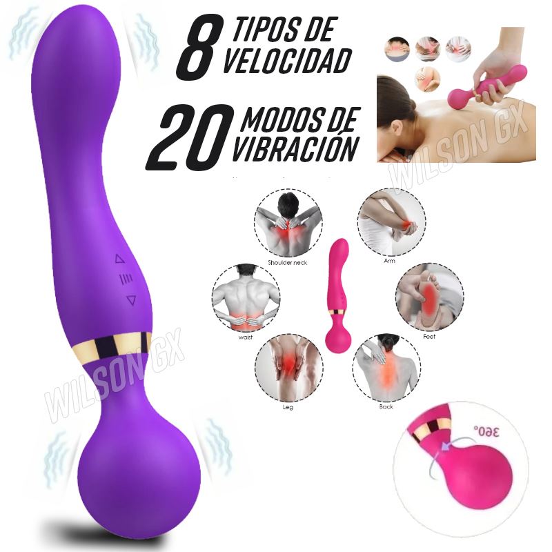 Masajeador 2 en 1 Vibrador Multiuso Intimo Consolador 8 velocidades