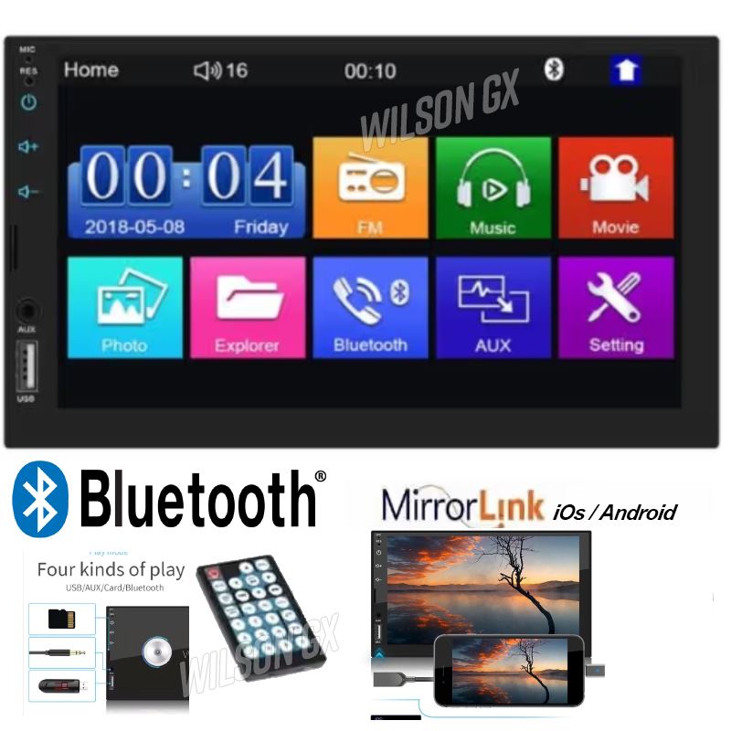 Autoradio Pantalla Táctil Mirrorlink Android iPhone BT USB AUX 7 Pulg HD