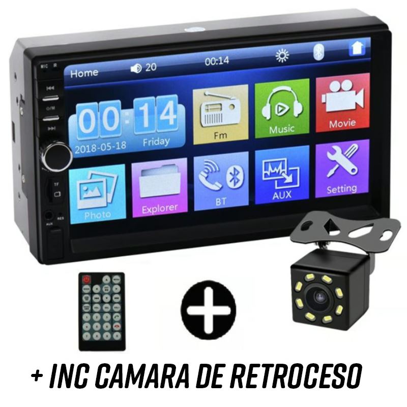 Autoradio MP5 Pantalla Táctil con Cámara de retroceso Bluetooth Usb