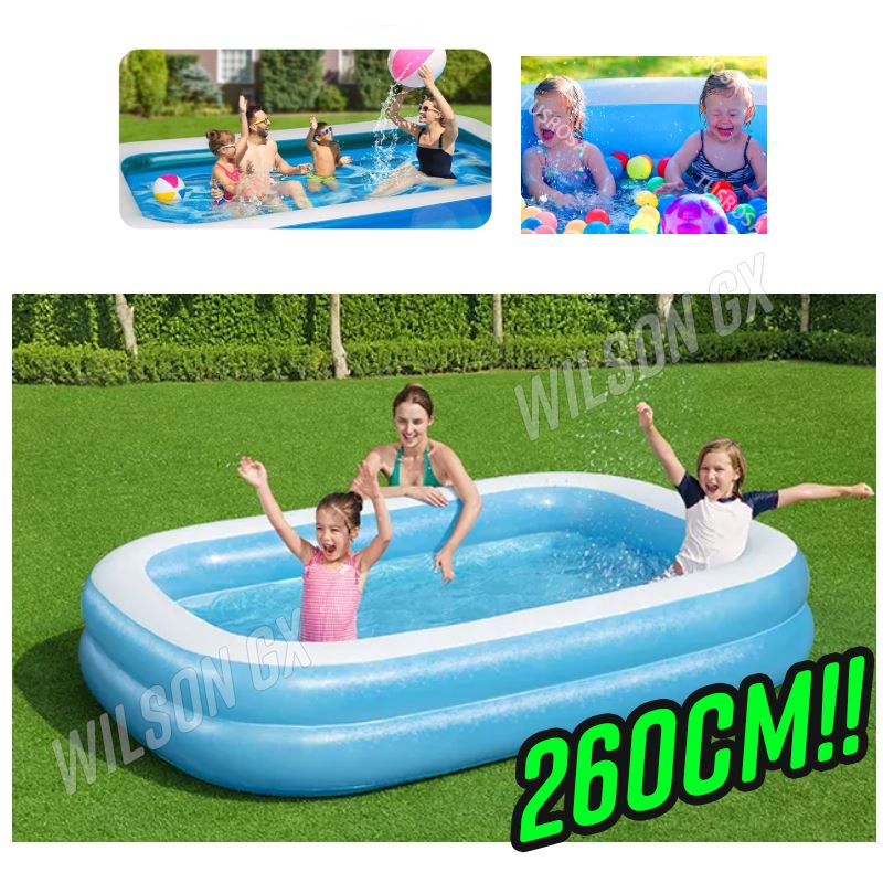 Piscina Inflable Grande Rectangular Familia Niños 260x160