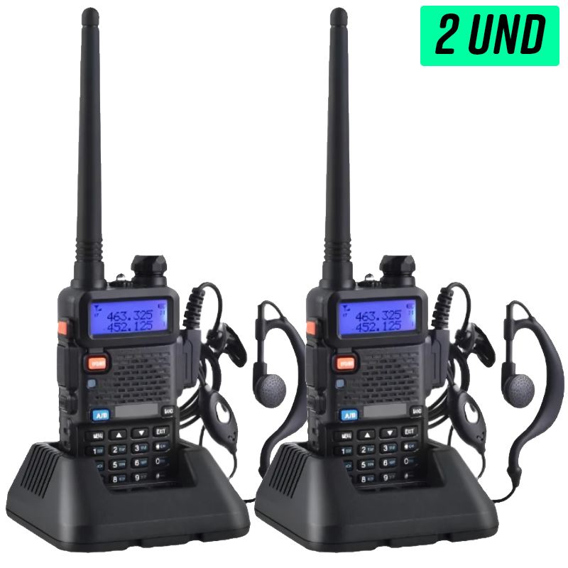 Kit 2 Walkie Talkie Pantalla Radio 2 VIAS ST-UV5R 128 Canales 1-7 KM