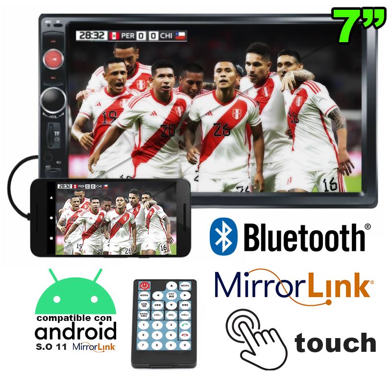 Autoradio MP5 Pantalla Táctil 7 Mirrorlink Bluetooth Usb Auto Radio