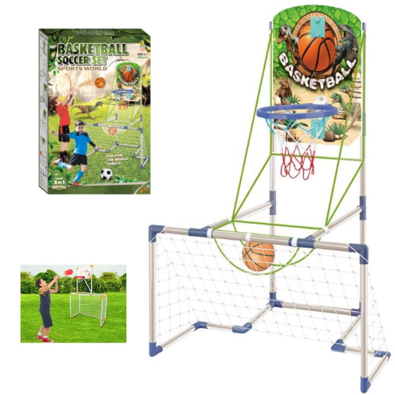Juego de Basket y Futbol 2 en 1 Canasta Arco y Pelota para Niño Juguete
