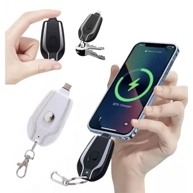 Mini Cargador Portátil con Llavero para Celular Tipo C Emergencia