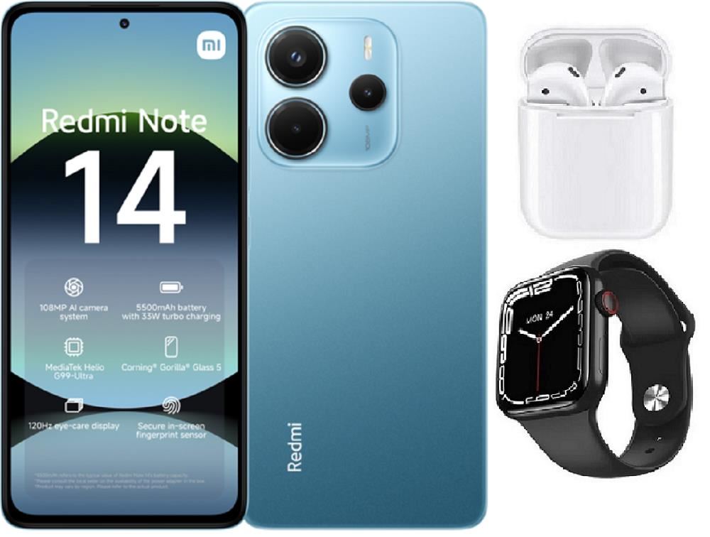 Xiaomi Redmi Note 14 256GB Azul + Audifonos + Smartwatch