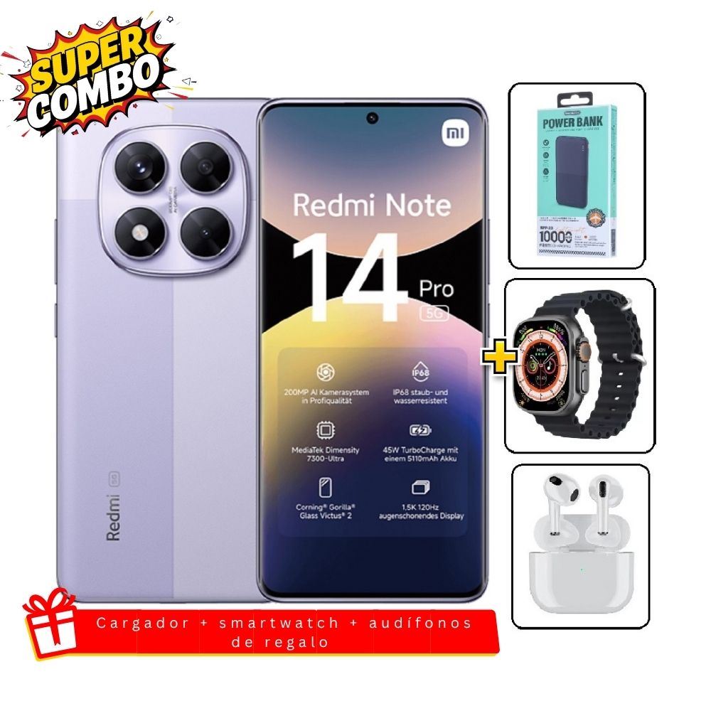 Xiaomi Redmi Note 14 Pro 5G 256GB Purpura + Audifonos + Smartwatch