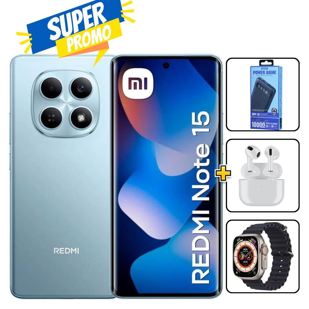 Xiaomi Redmi Note 15 256GB Azul + Cargador 10000mAh + Audifonos + Smartwatch REGISTRADO