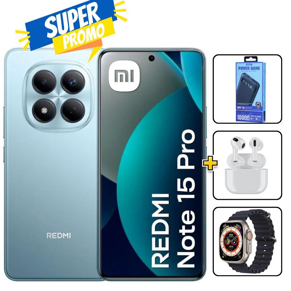 Xiaomi Redmi Note 15 Pro 4G 256GB Azul + Cargador 10000Mah + Audifonos + Smartwatch REGISTRADO