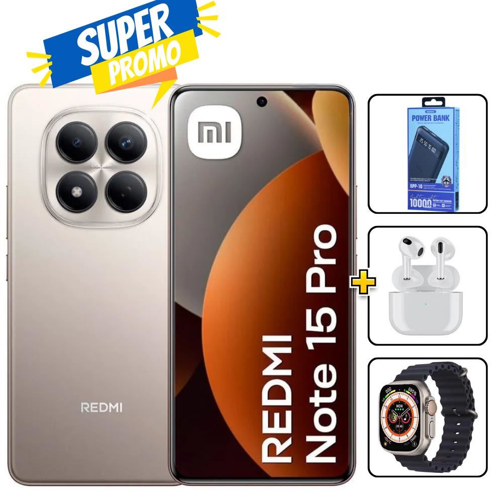 Xiaomi Redmi Note 15 Pro 4G 256GB Titanio + Cargador 10000Mah + Audifonos + Smartwatch REGISTRADO