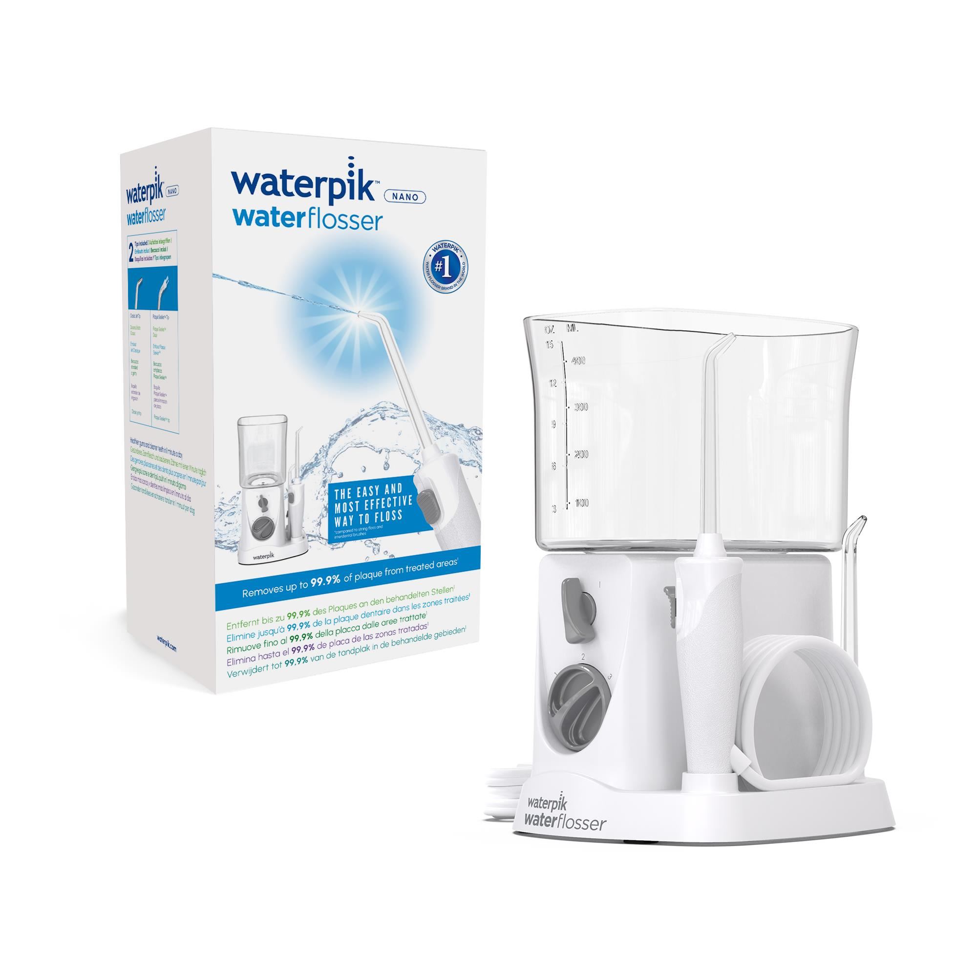 Irrigador Bucal Waterpik Nano WP 310 Sobremesa 3 Niveles de Presión 2 Boquillas Blanco