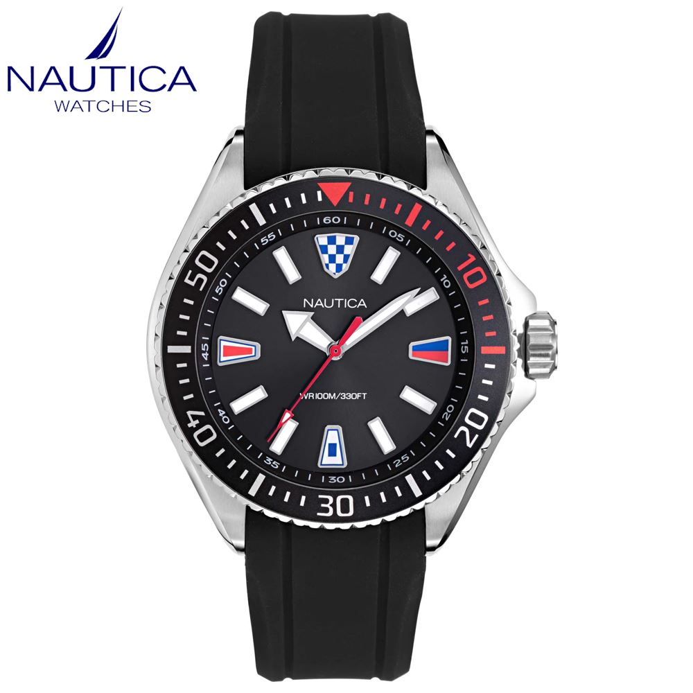 Reloj Nautica Crandon Park Beach NAPCPS903 Acero Inoxidable Correa de Silicona Negro