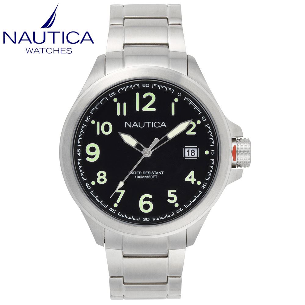 Reloj Nautica Glen Park NAPGLP005 Fecha Acero Inoxidable Dial Negro