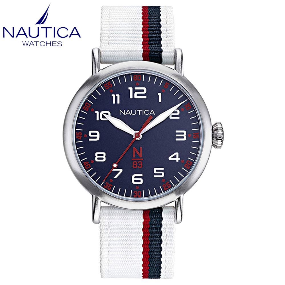 Reloj Nautica Wakeland NAPWLA902 Correa de Nylon Blanco Dial Azul