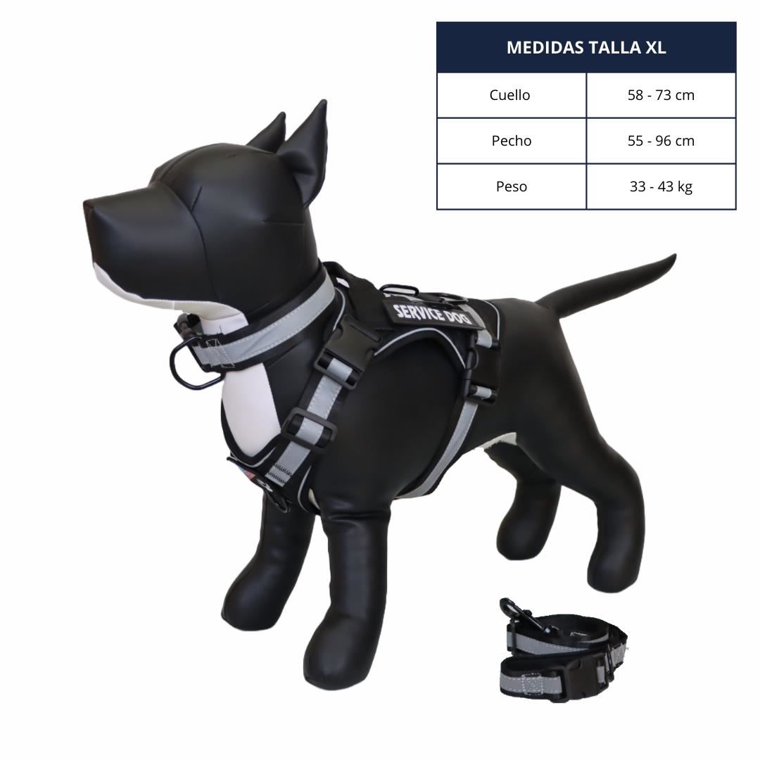 COLLAR Y PECHERA NEGRO TALLA XL TÁCTICA REFORZADA PARA PERRO